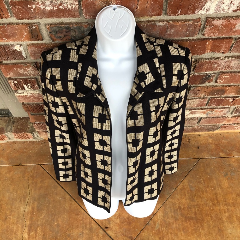 Doncaster 100% silk black/tan blazer size 8 - Picture 4 of 8
